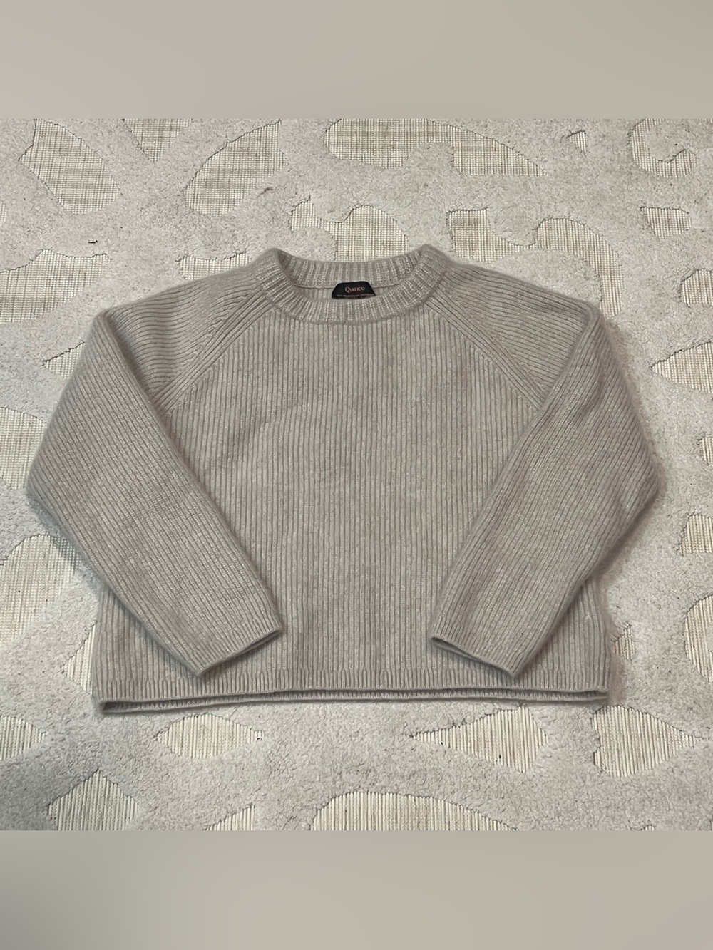 Quince Mongolian Cashmere Fisherman Crewneck Sweater Womens Size Small Beige - Picture 3 of 8